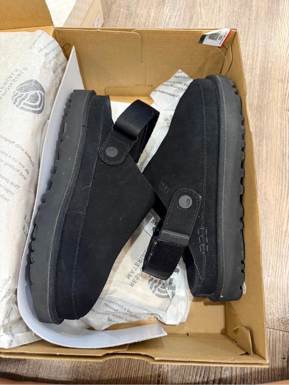 UGG Black Suede Slip-On Clog